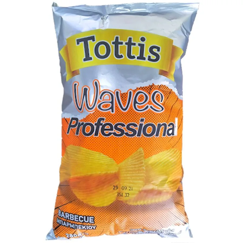Chips BBQ 280gr TOTTIS WAVES PRO 15τμχ/κιβ