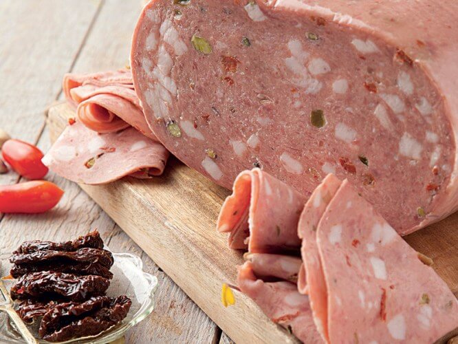 Μορταδέλα Πατητή Παραδοσιακή Φιστίκι & Λιαστή Τομάτα